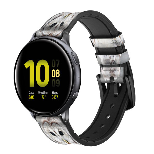 CA0175 Snowy Owl White Owl Leather & Silicone Smart Watch Band Strap For Samsung Galaxy Watch, Gear, Active